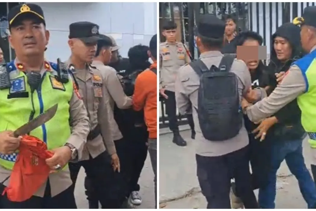 Polisi Amankan Satu Terduga Penyusup di Demo Palembang, Ditangkap Bawa Sajam