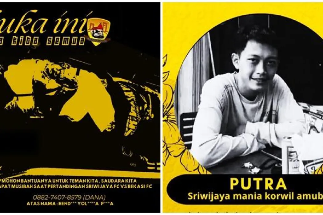 Seorang Suporter Sriwijaya Mania Sekarat, Terpleset dari Tribun Selatan Saat Laga Sriwijaya FC vs FC Bekasi City